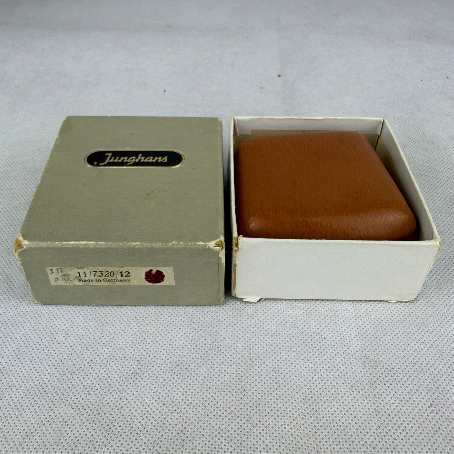 Junghans Bivox Vintage Travel Alarm Clock Black Dial Leather Case Germany