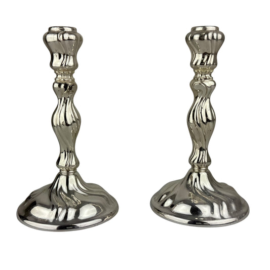 Antique 800 Silver Candlesticks Pair 18 cm – German Hallmarked – Heavy 560 g Total Weight