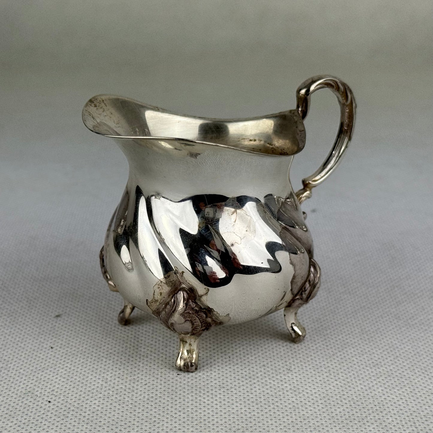 Vintage 925 Sterling Silver Creamer Sugar Bowl & Tray Set – German Hallmarks Crescent Crown