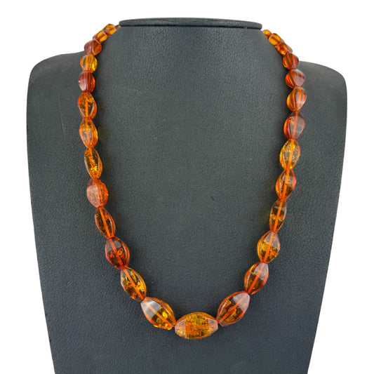Vintage Baltic Amber Necklace 42g Cognac Honey Beads Screw Clasp Natural Amber Statement Jewelry
