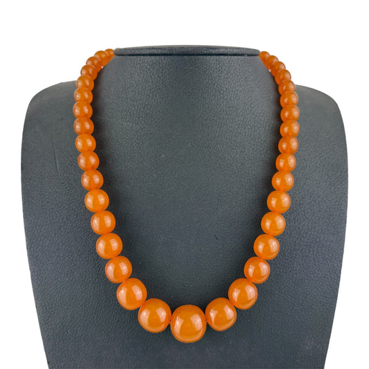 Vintage Amber Bead Necklace 60 cm | Natural Baltic Amber Style | 53,7 g Statement Jewelry