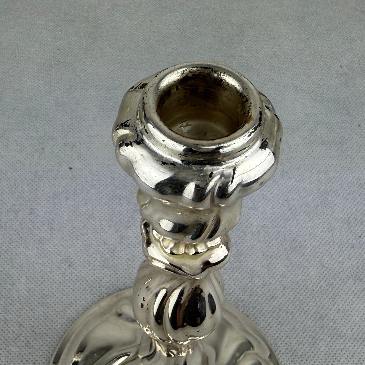 Antique 800 Silver Candlesticks Pair 18 cm – German Hallmarked – Heavy 560 g Total Weight