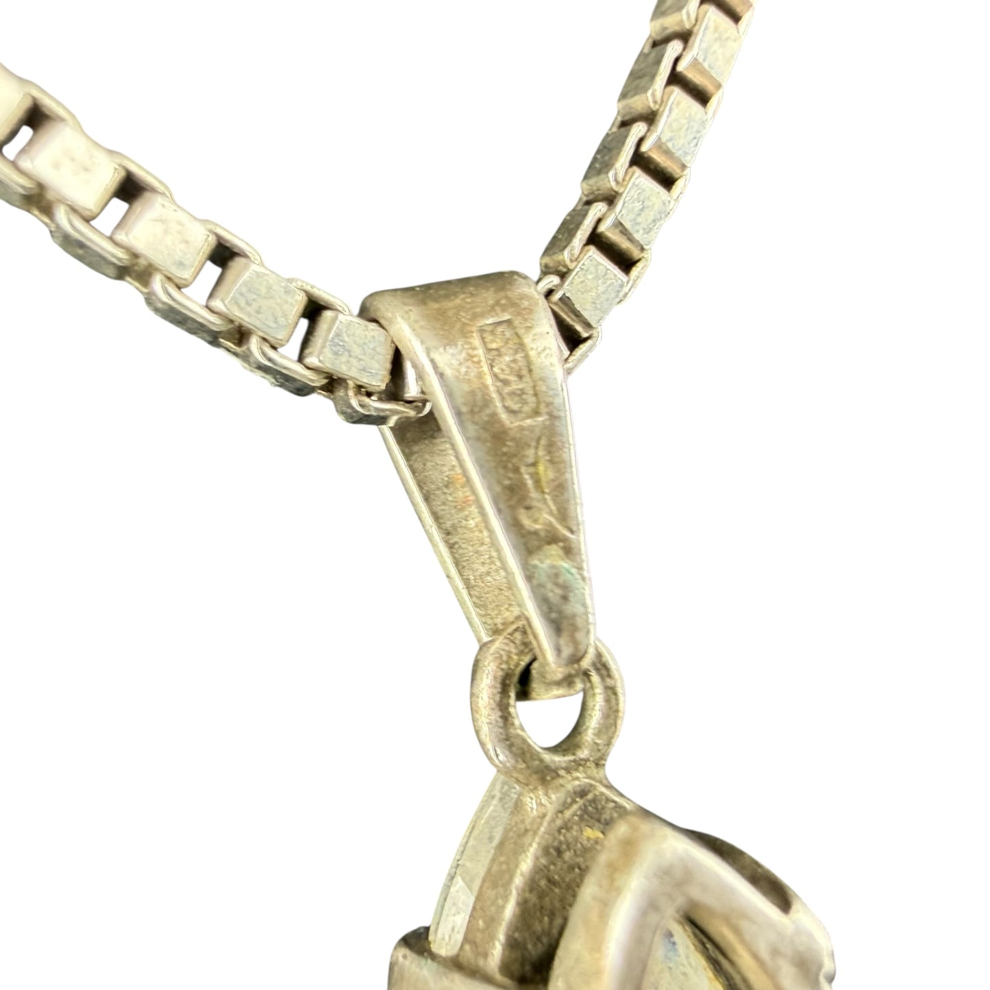 925 Sterling Silver Necklace Marquise Crystal Pendant Minimalist Vintage 50cm