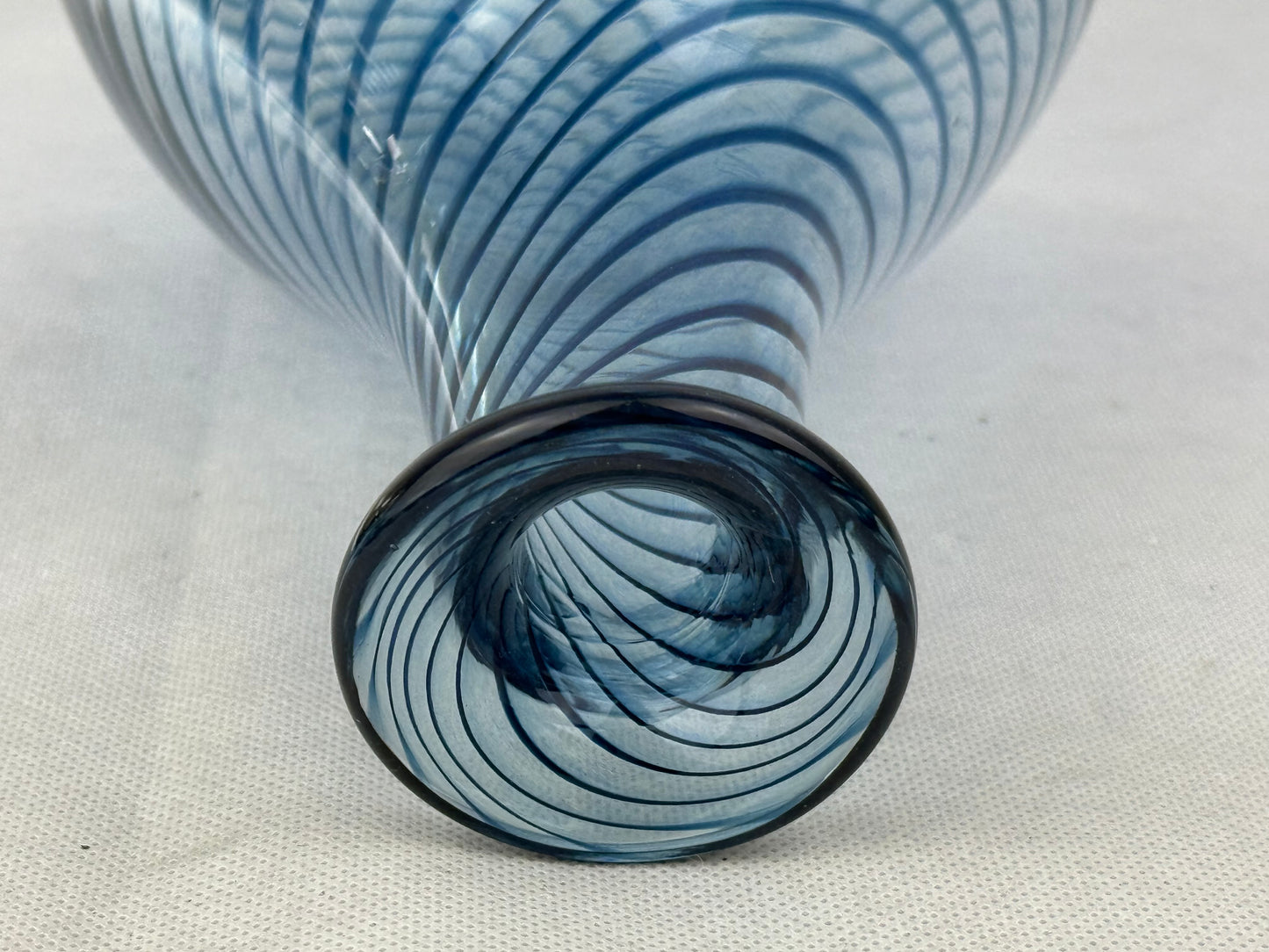 Vintage Studio Glass Vase “ZOP” – Blue Spiral Design, Glasfachschule Zwiesel, Germany (1984)