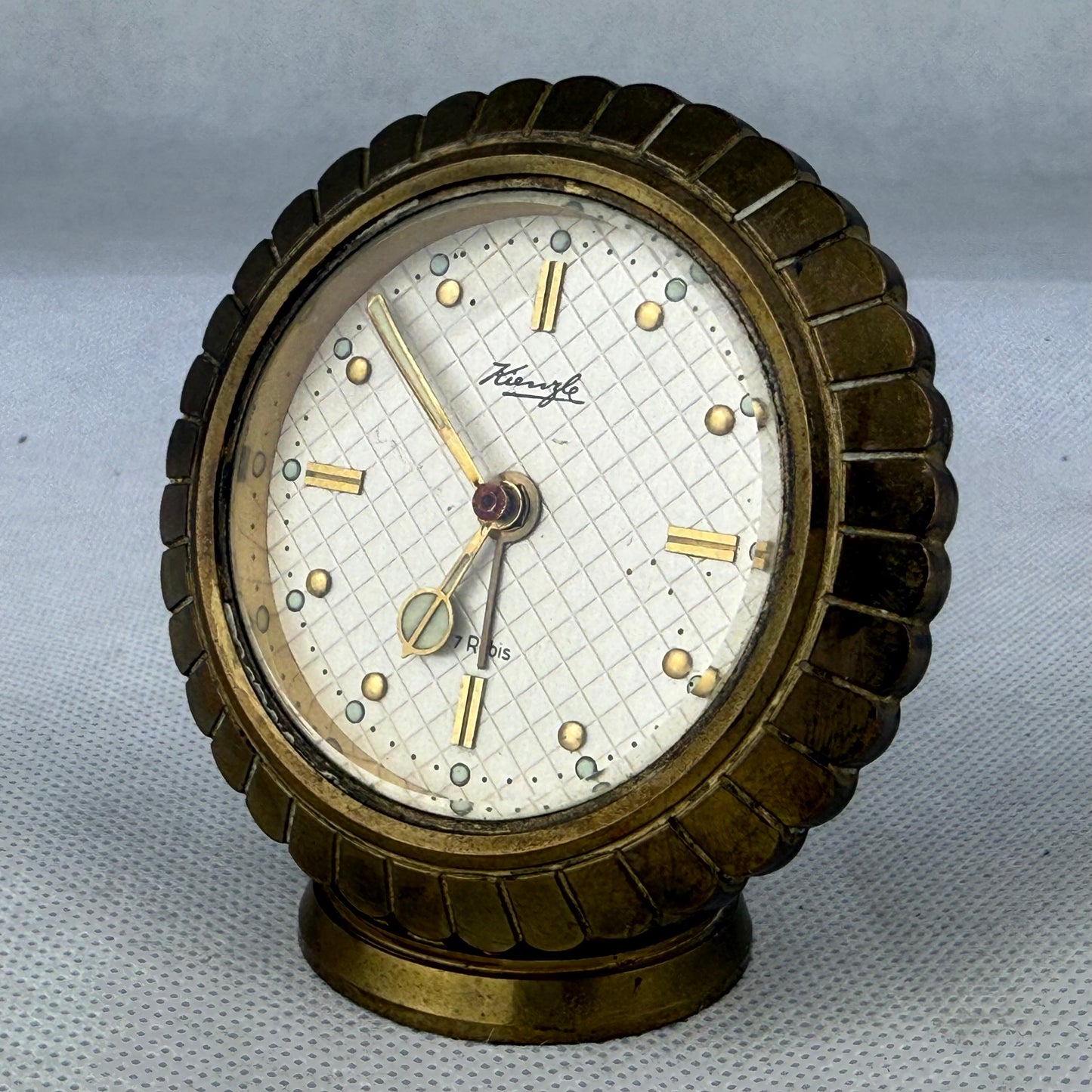 Kienzle Rubis Mechanical Alarm Desk / Table Clock Vintage Brass