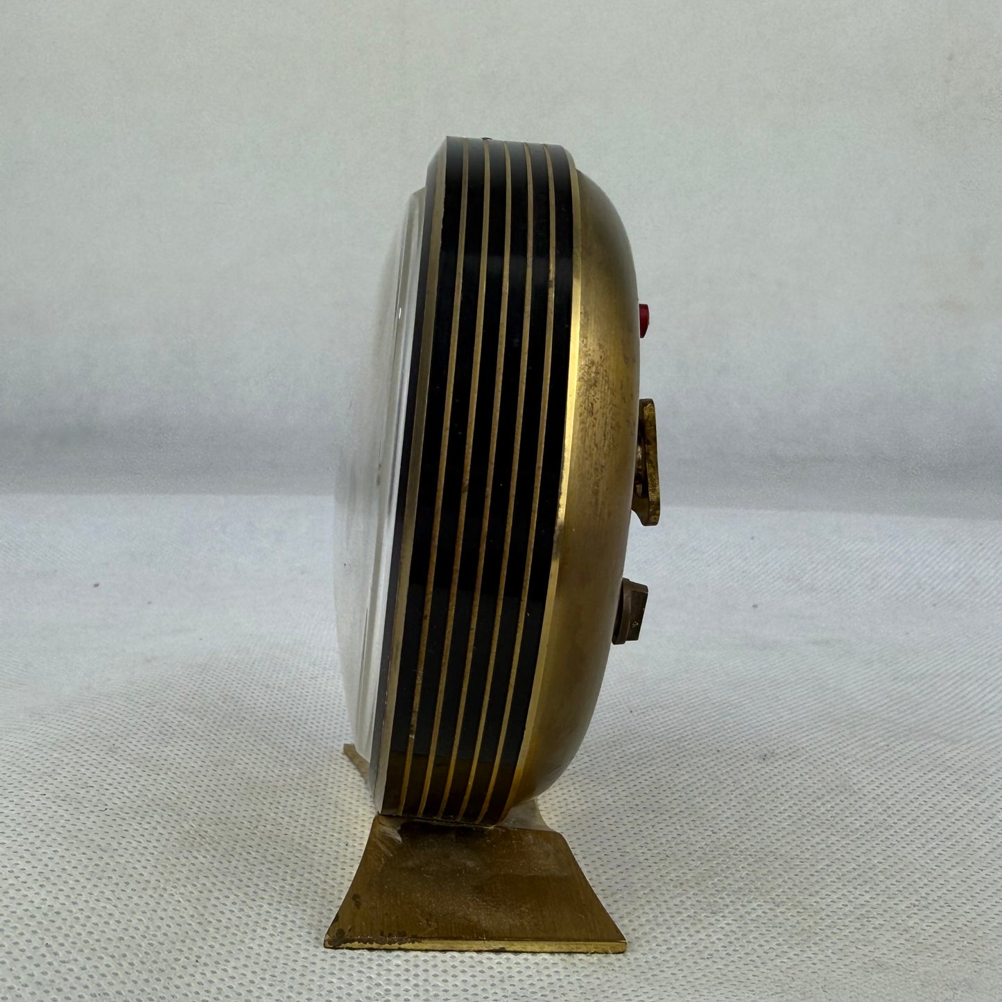 Vintage Wehrle Mechanical Desk Clock – Brass & Black German Table Clock