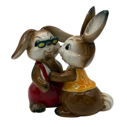 Vintage Goebel Bunny Couple Figurine "Sweet Kisses" Porcelain Ornament Germany