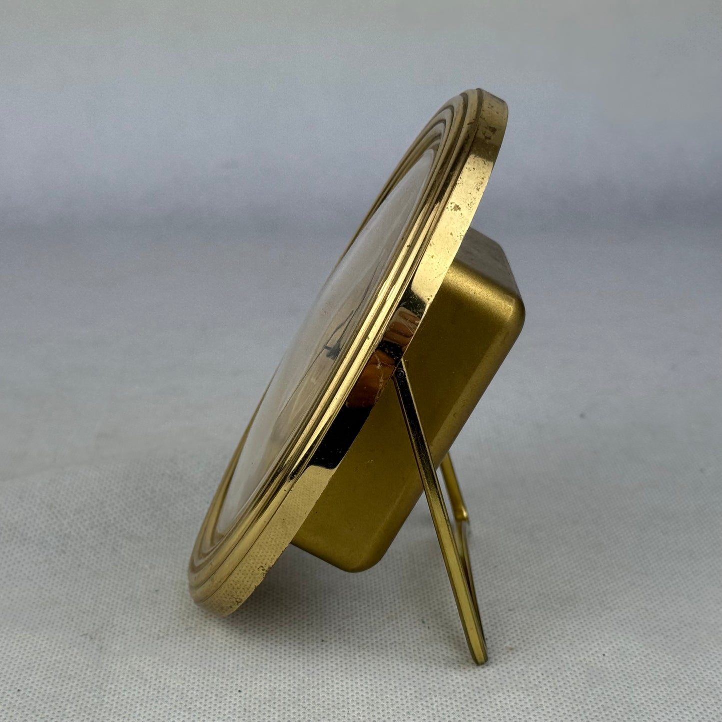 Swiza Swiss Quartz Desk / Table Clock Gold Tone Roman Numerals