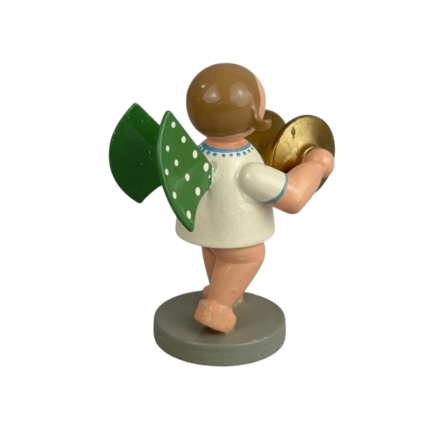 Wendt & Kühn Angel with Cymbals Figurine Erzgebirge Wood Christmas Angel 6cm German Collectible