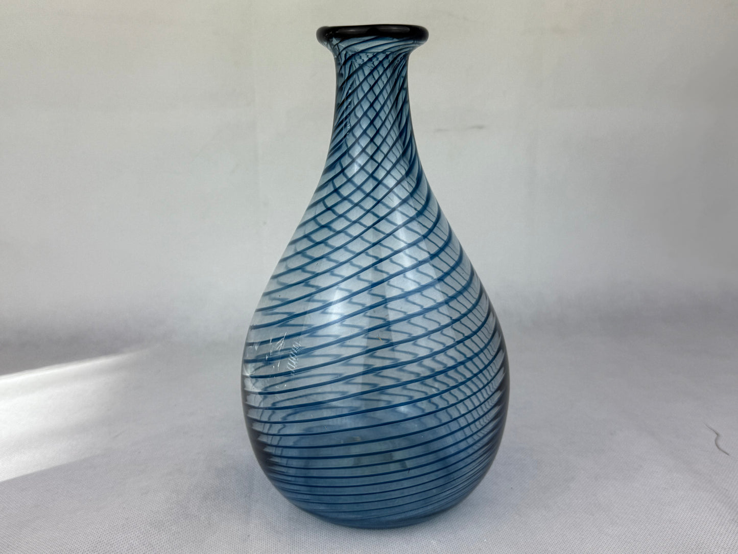 Vintage Studio Glass Vase “ZOP” – Blue Spiral Design, Glasfachschule Zwiesel, Germany (1984)