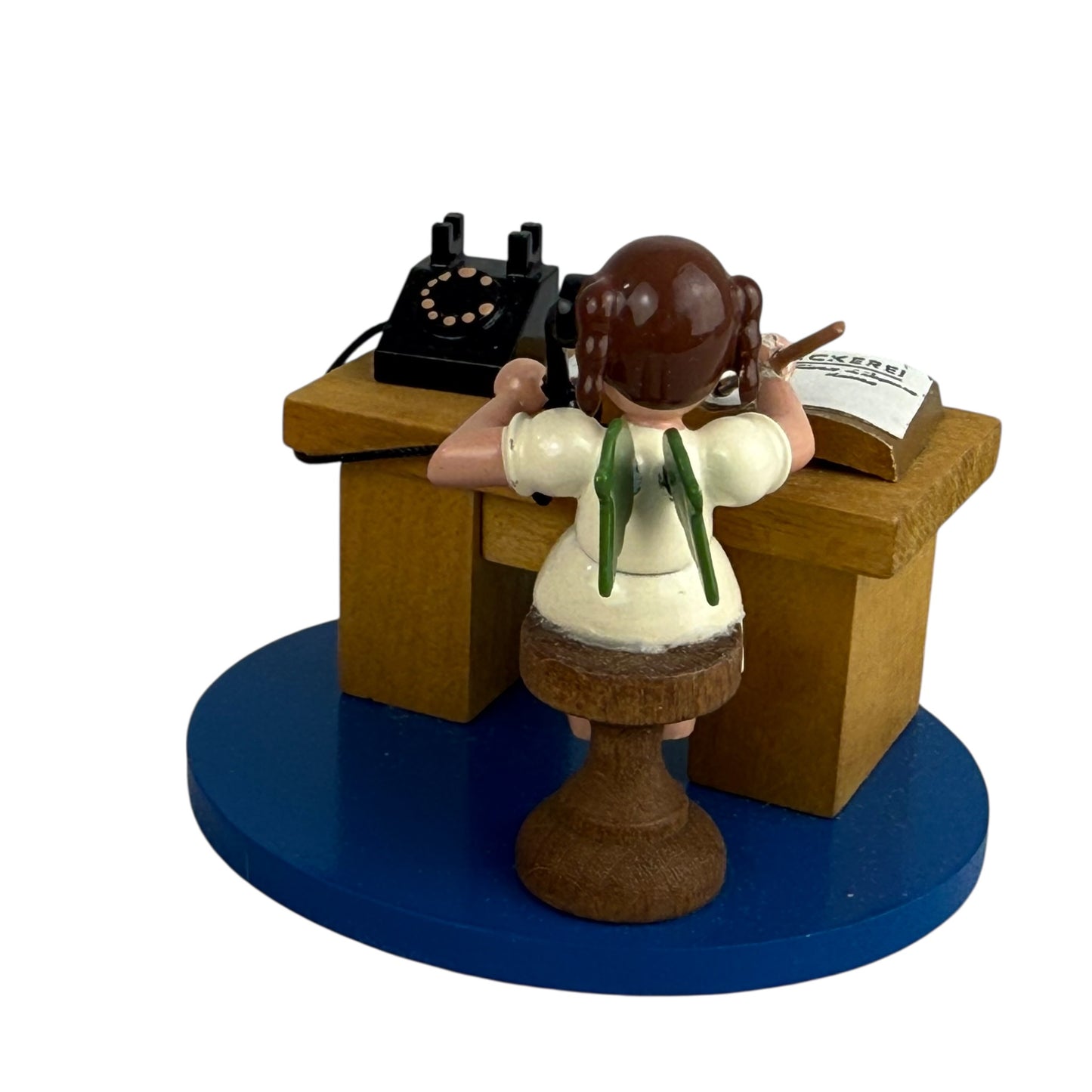 Richard Glässer Angel Desk Figurine Erzgebirge Wood Angel Writing Scene 6cm Germany Folk Art Collectible