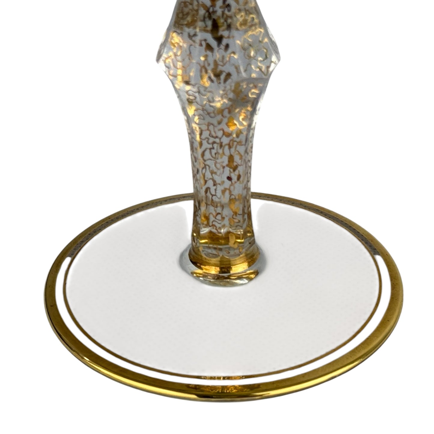 Pair Antique Bohemian Green Cut Crystal Goblets Moser Style Gold Gilt Wine Glasses 21cm