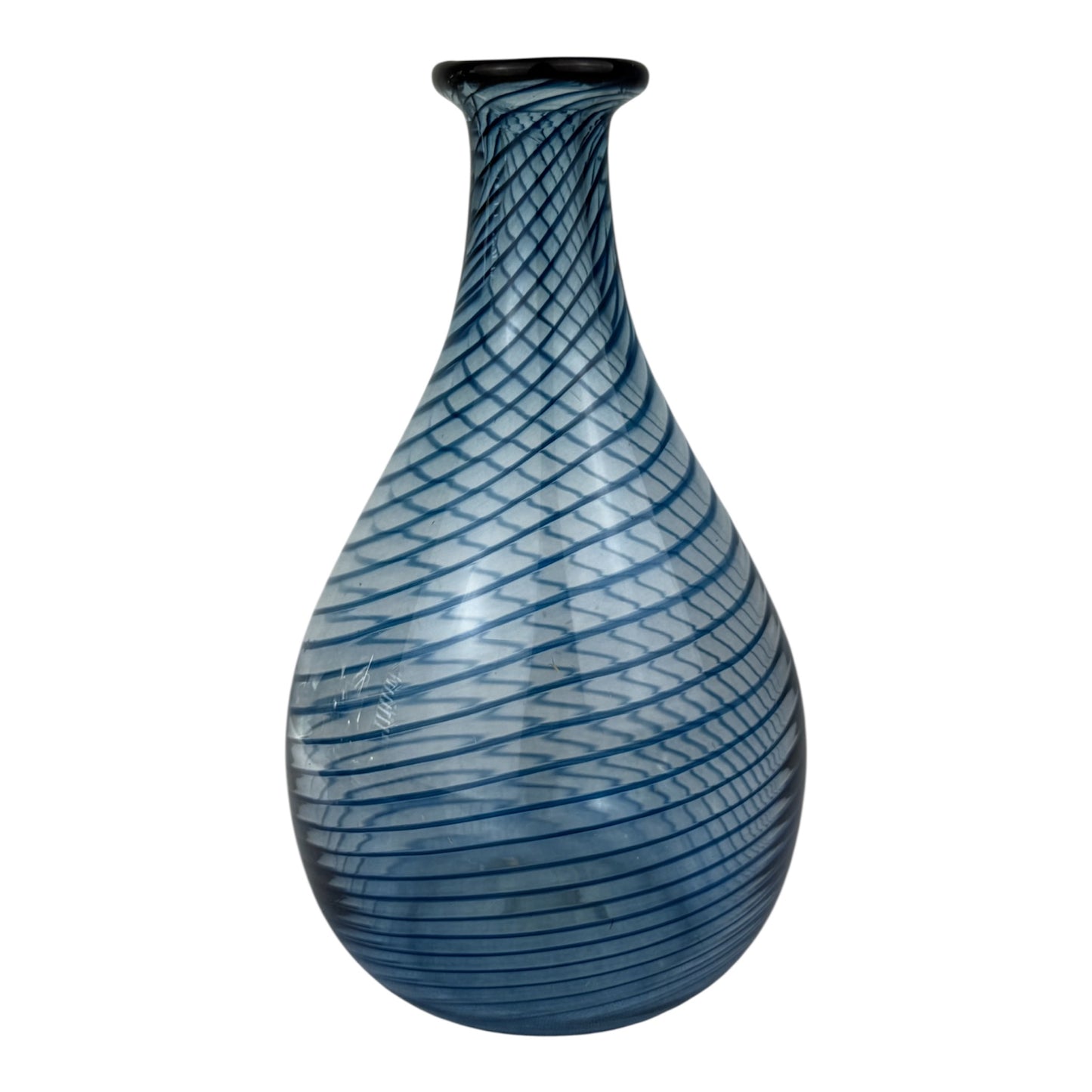 Vintage Studio Glass Vase “ZOP” – Blue Spiral Design, Glasfachschule Zwiesel, Germany (1984)