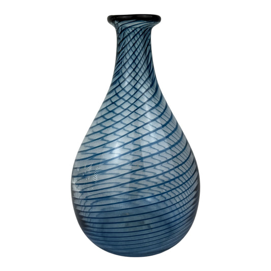 Vintage Studio Glass Vase “ZOP” – Blue Spiral Design, Glasfachschule Zwiesel, Germany (1984)