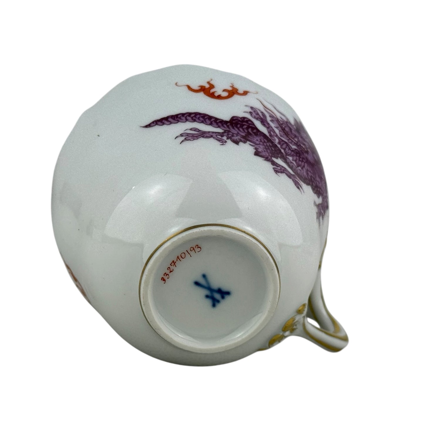 Meissen Ming Dragon Cup & Saucer Purple Gold 1st Quality Porcelain Germany