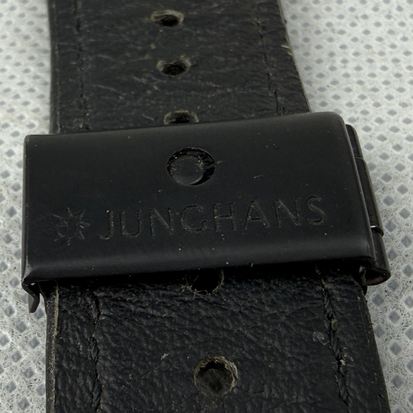 Junghans Mega Solar Radio Controlled Watch Black Leather Strap Date Display