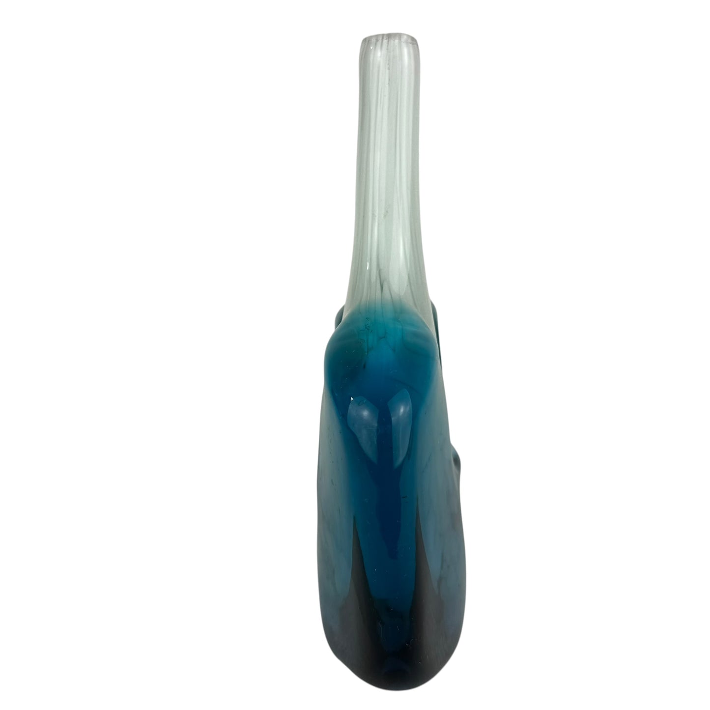 Mdina Glass Vase Malta Signed 18cm Blue White Studio Art Glass Vintage