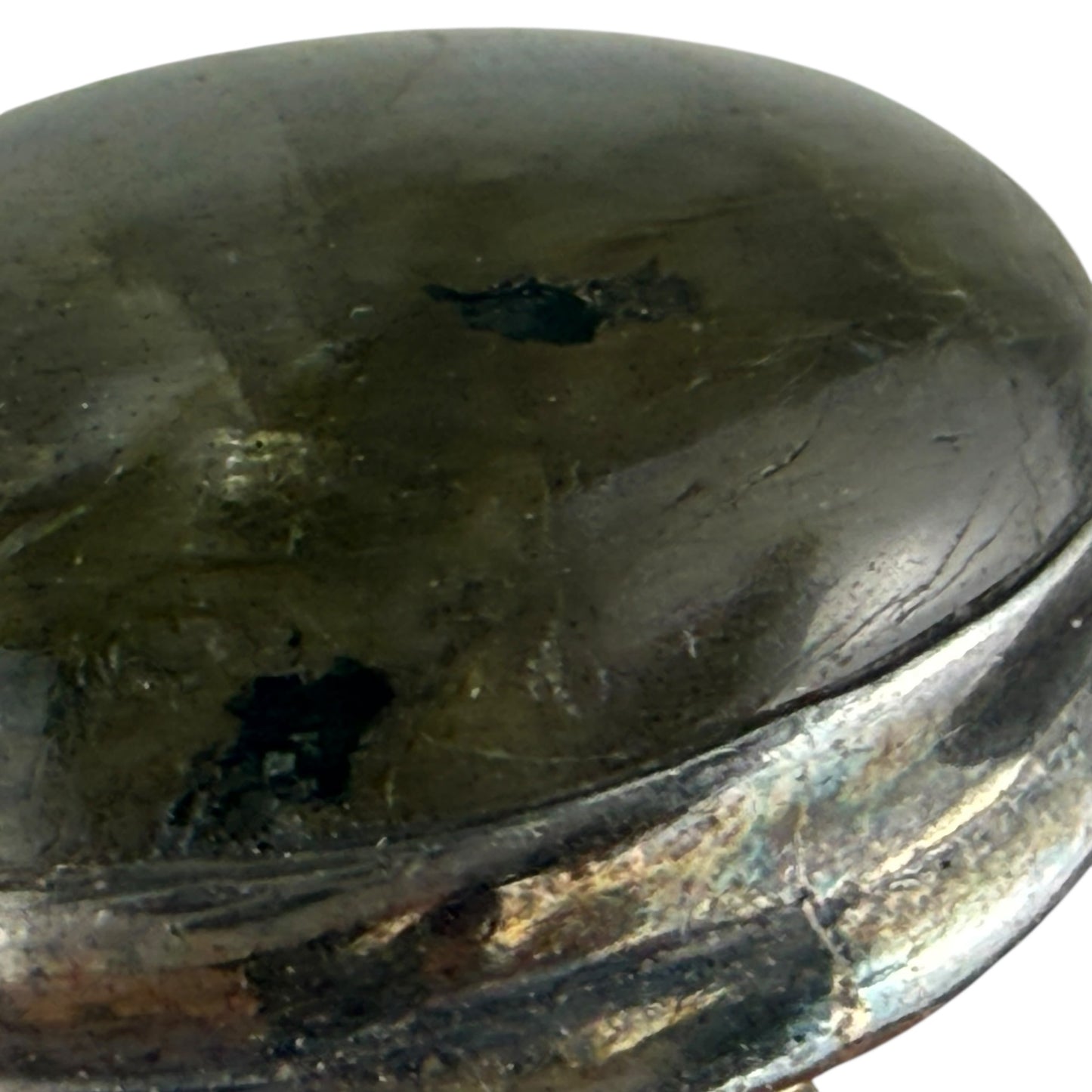 925 Sterling Silver Labradorite Ring Size 60 Natural Cabochon Statement Ring