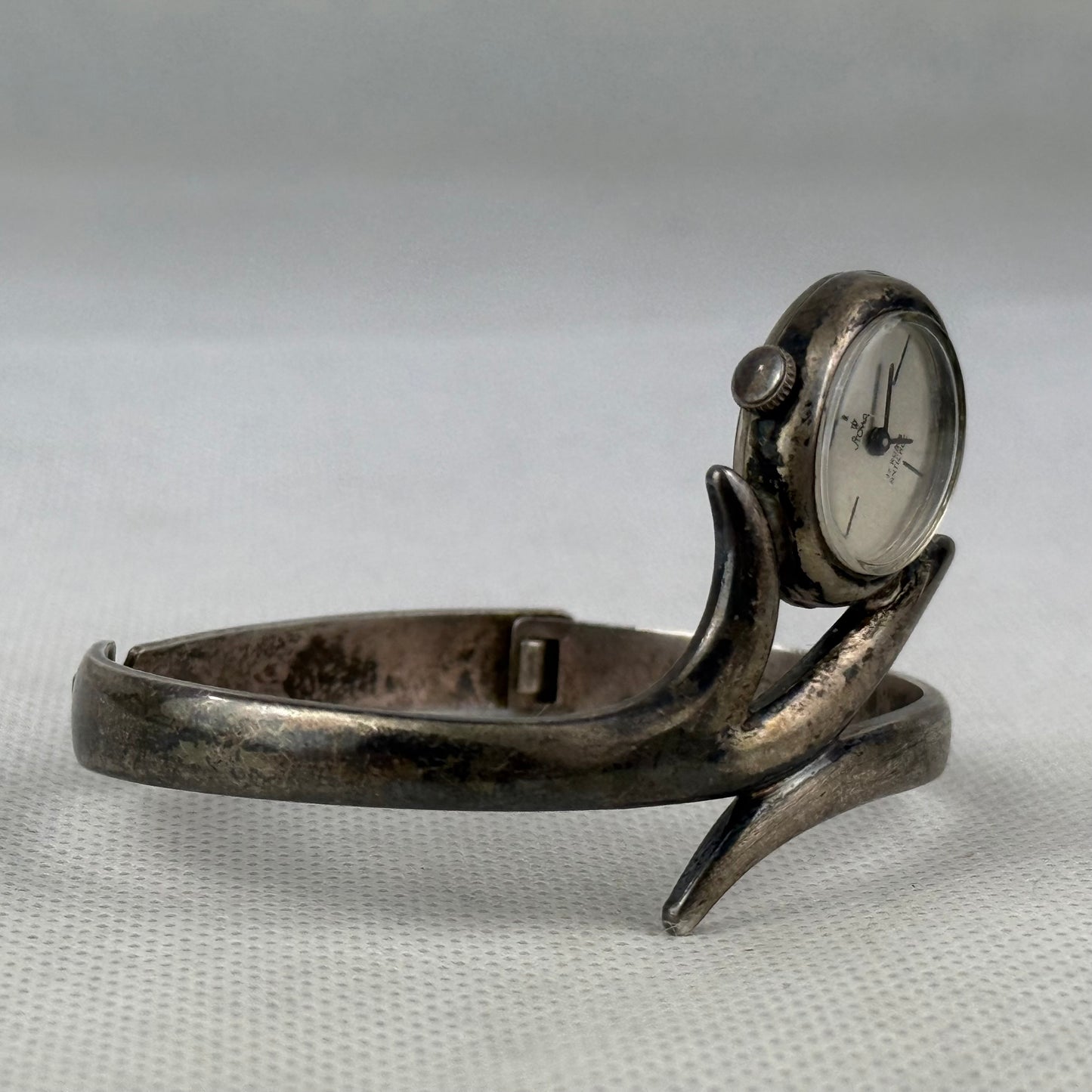 Vintage STOWA 835 Silver Cuff Bangle Watch – Mechanical – Running