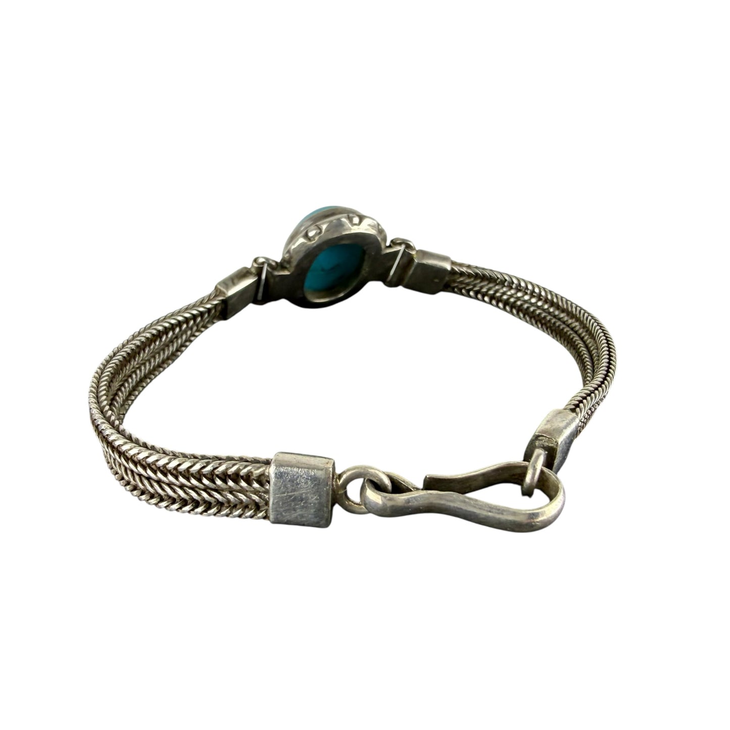 925 Sterling Silver Turquoise Bracelet Vintage Chain Bracelet 19cm