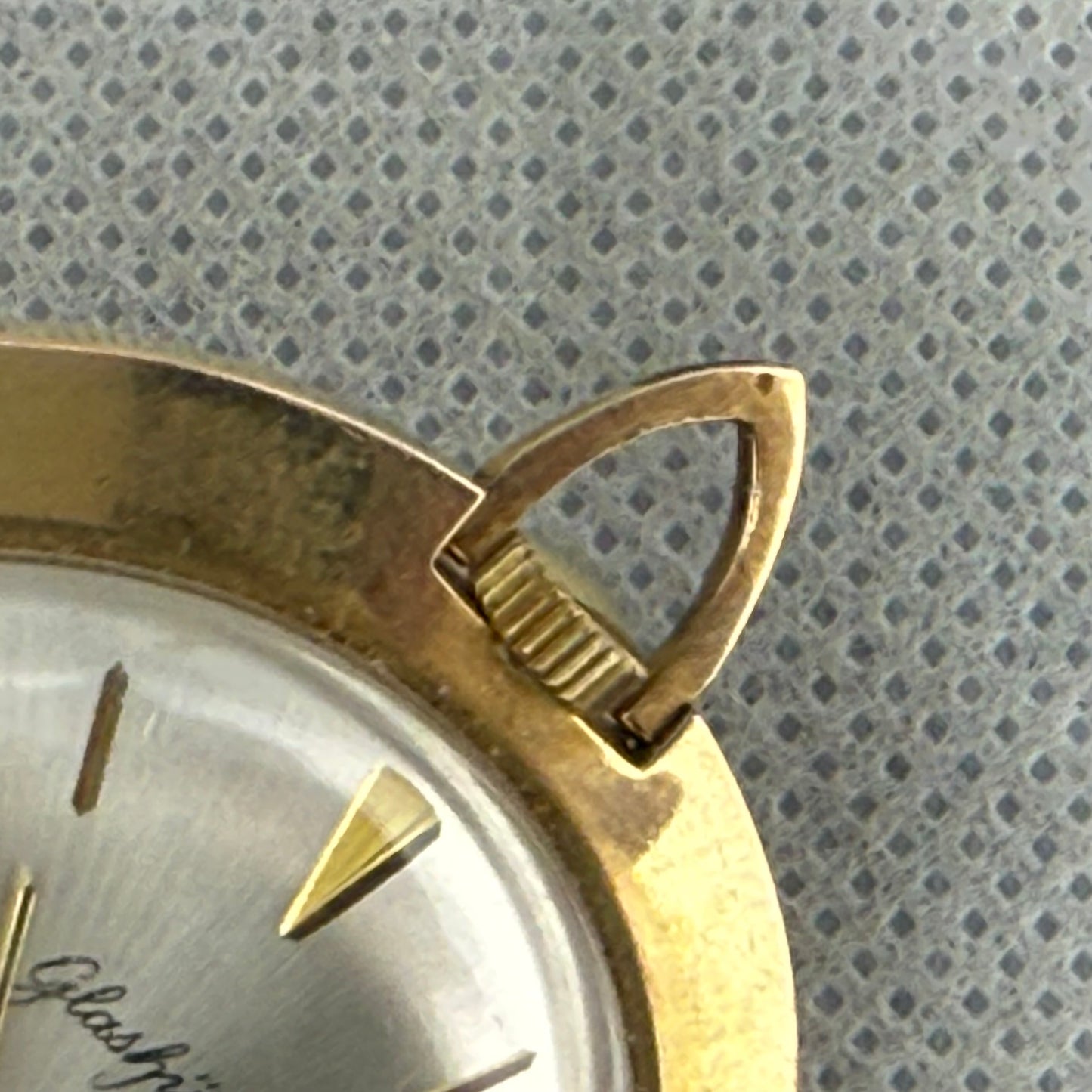 Vintage Glashütte German Pocket Watch 45mm Gold Tone Round Case
