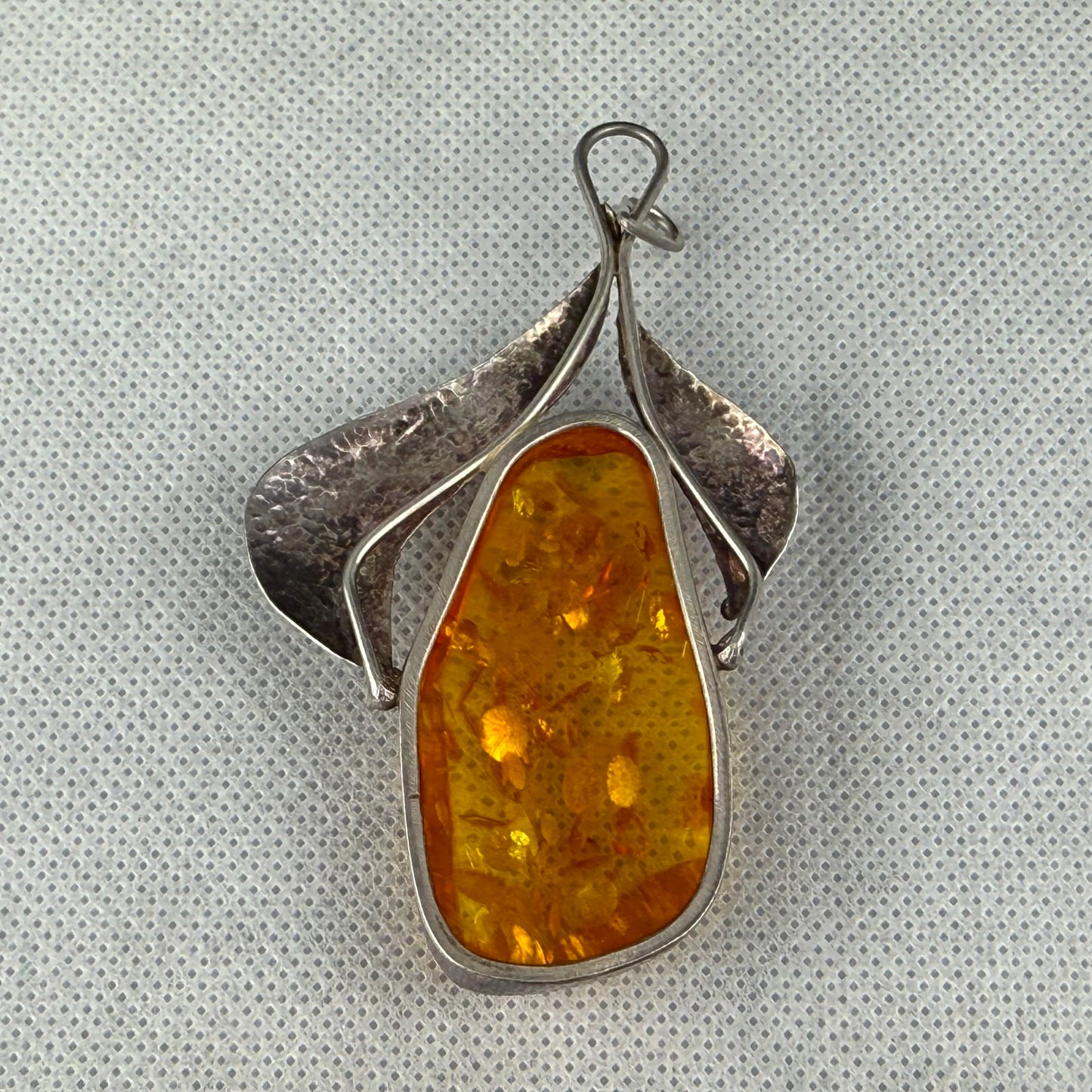 Vintage 925 Sterling Silver Baltic Amber Pendant Large Statement Natural Honey Amber 22.1 g