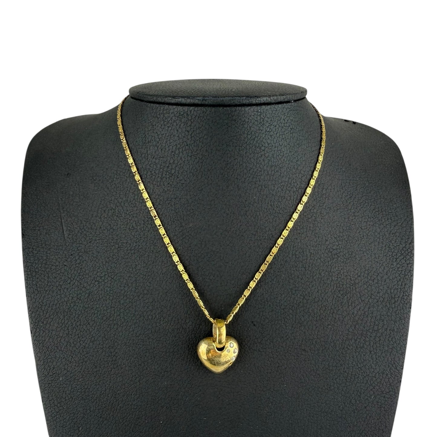 925 Sterling Silver Gold Plated Heart Pendant Necklace 45cm Zirconia Vintage Romantic Jewelry