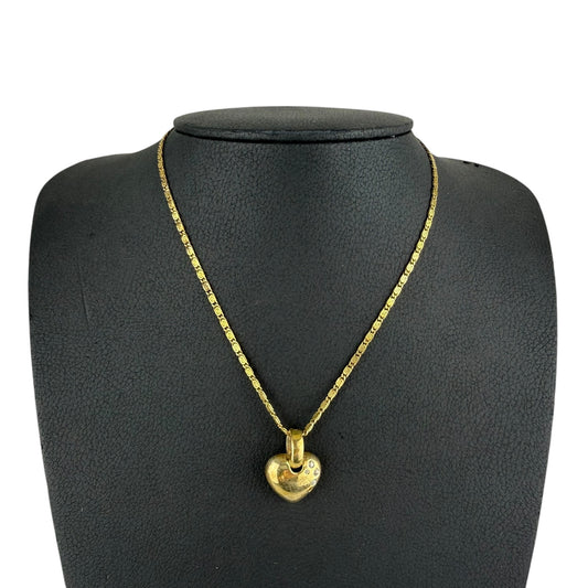 925 Sterling Silver Gold Plated Heart Pendant Necklace 45cm Zirconia Vintage Romantic Jewelry