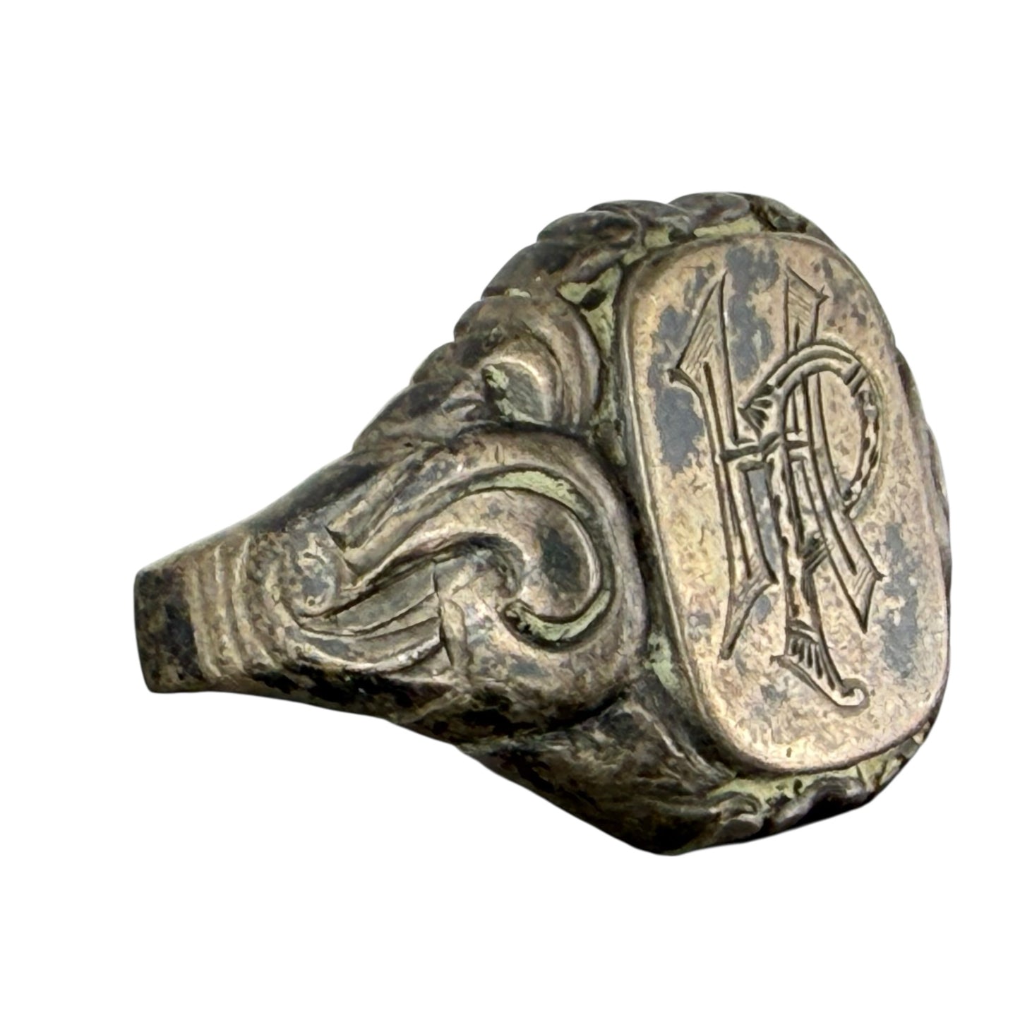925 Sterling Silver Signet Ring Monogram Initials Vintage Size 62
