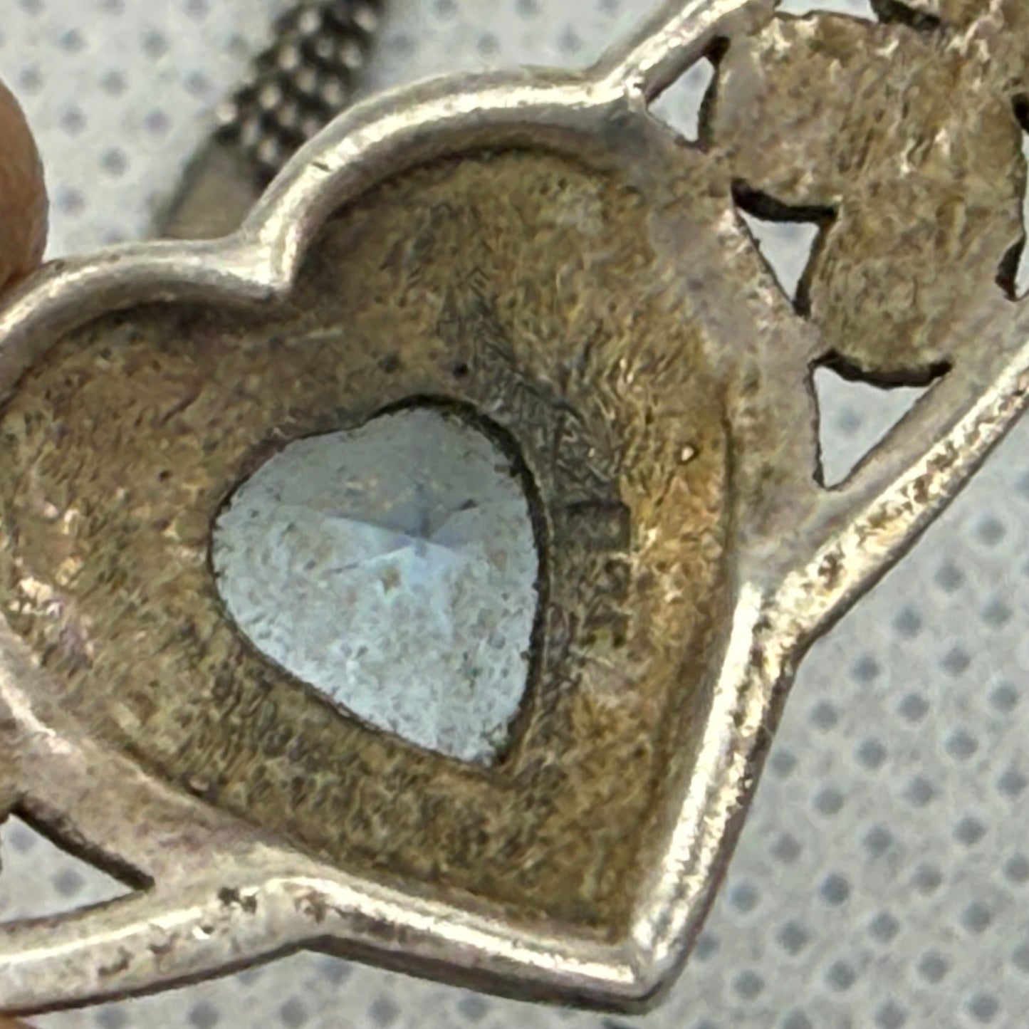 Vintage 925 Sterling Silver Heart Necklace Blue Gemstone Marcasite 11 g
