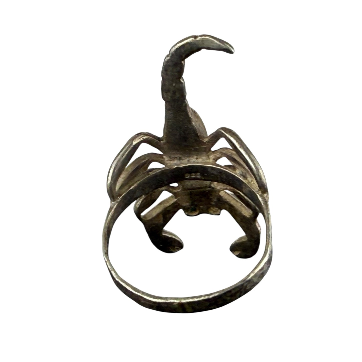 925 Sterling Silver Scorpion Ring Turquoise Stone Vintage Statement Size 57