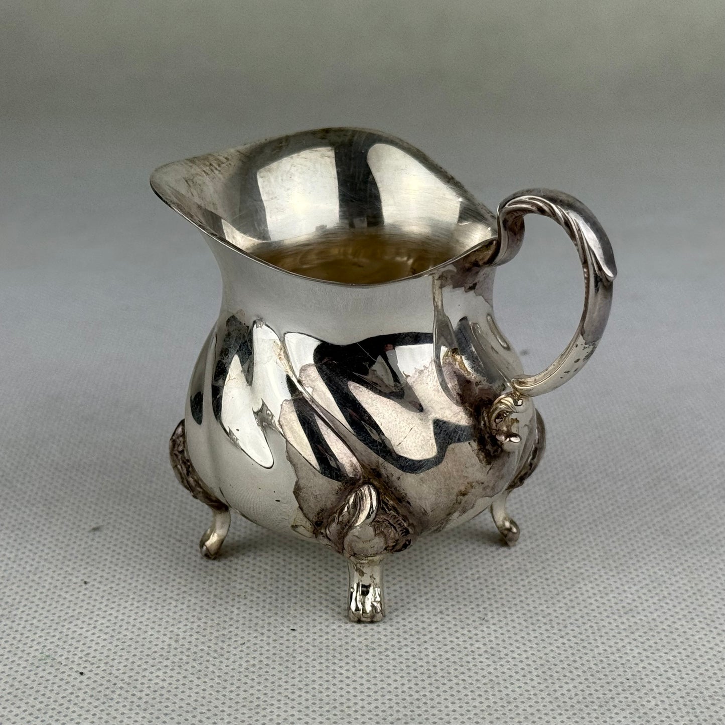 Vintage 925 Sterling Silver Creamer Sugar Bowl & Tray Set – German Hallmarks Crescent Crown