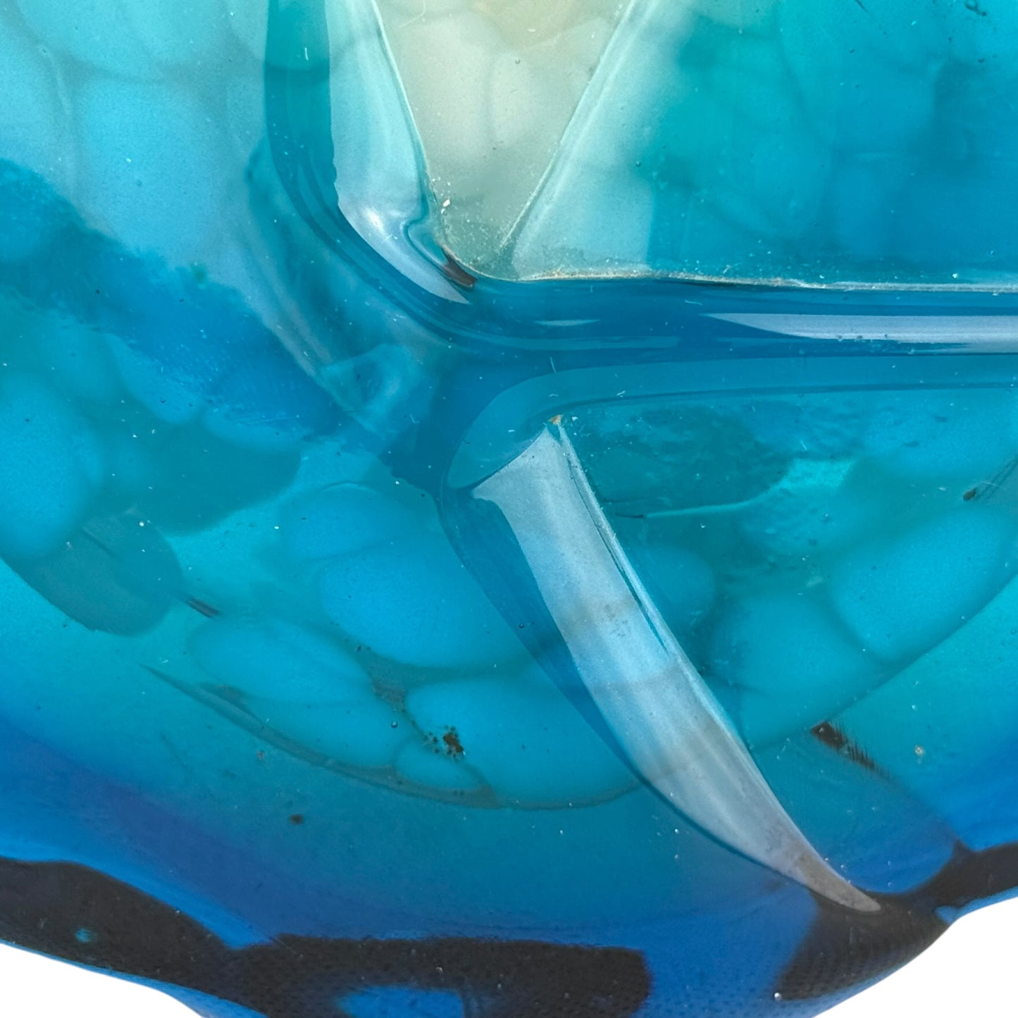 Mdina Glass Vase Malta Signed 18cm Blue White Studio Art Glass Vintage