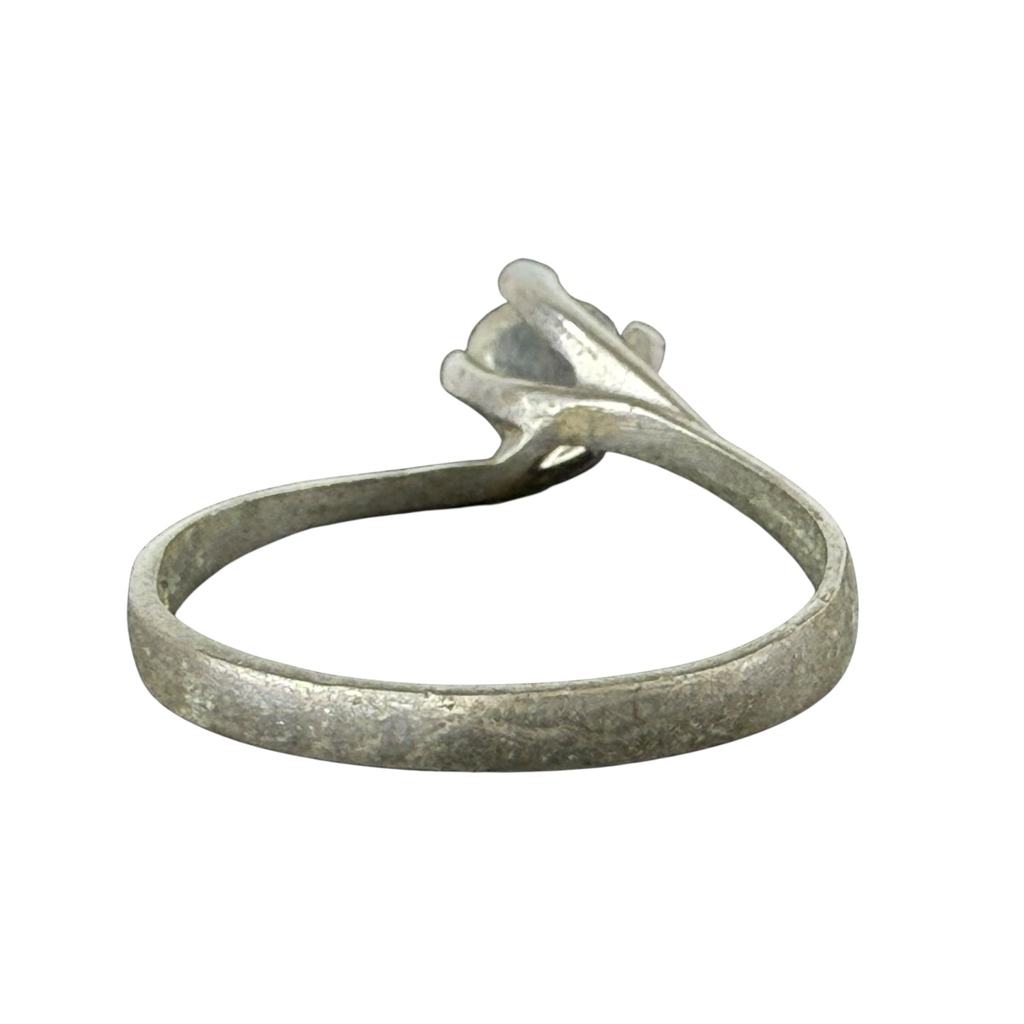 800 Silver Solitaire Ring Clear Stone Minimalist Vintage Size 57