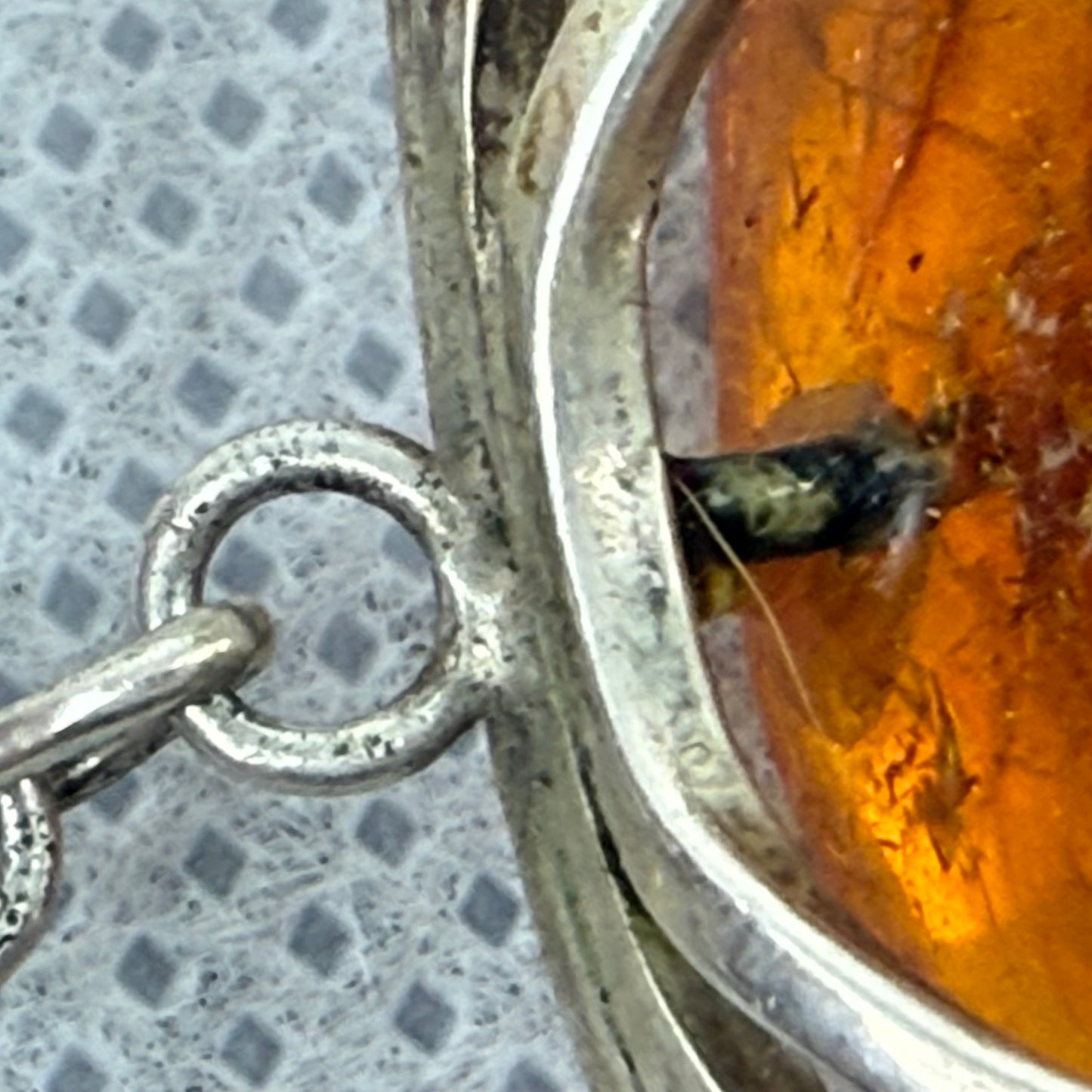 Vintage Large Baltic Amber Statement Necklace Massive Amber Pendant Modernist Design 42.8g