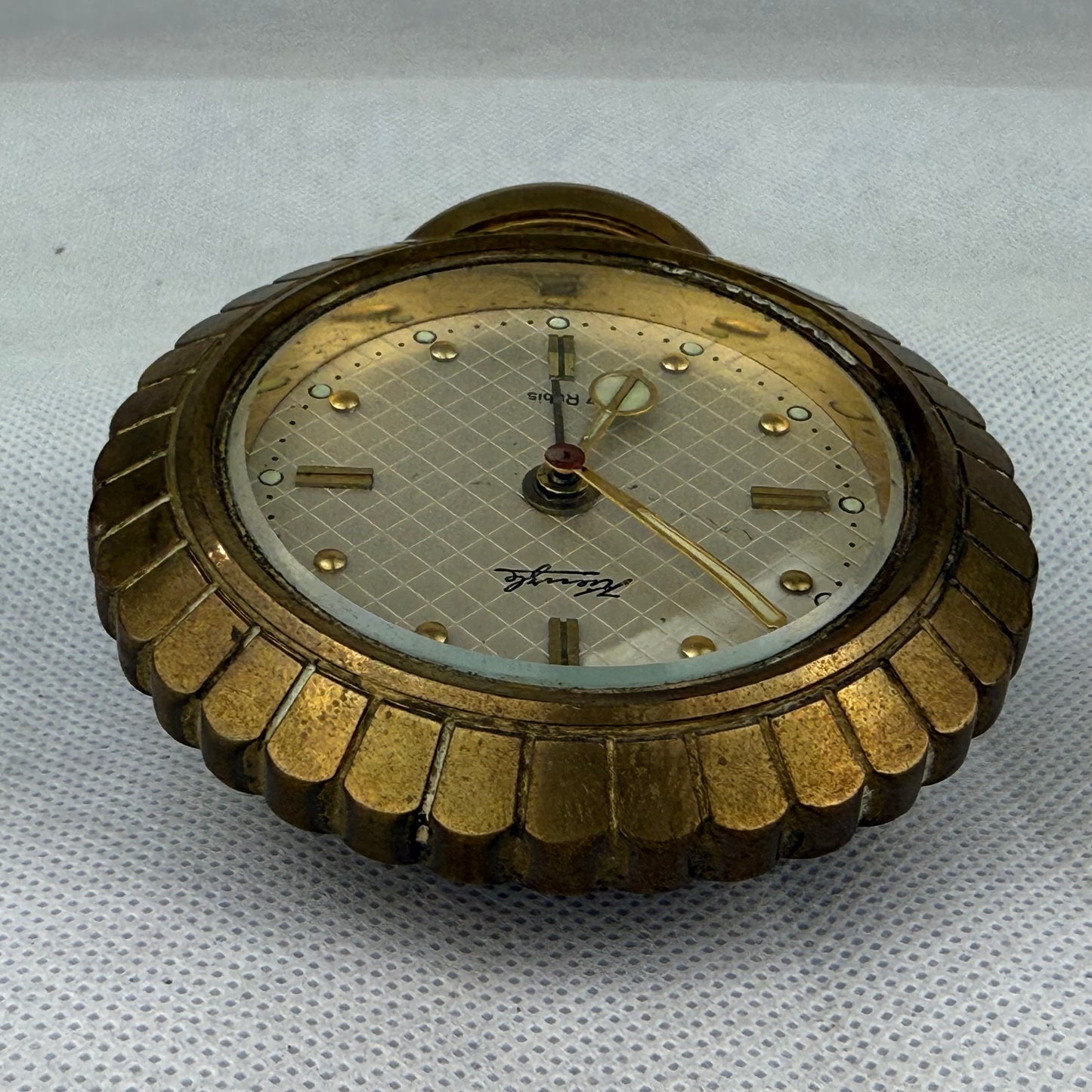Kienzle Rubis Mechanical Alarm Desk / Table Clock Vintage Brass