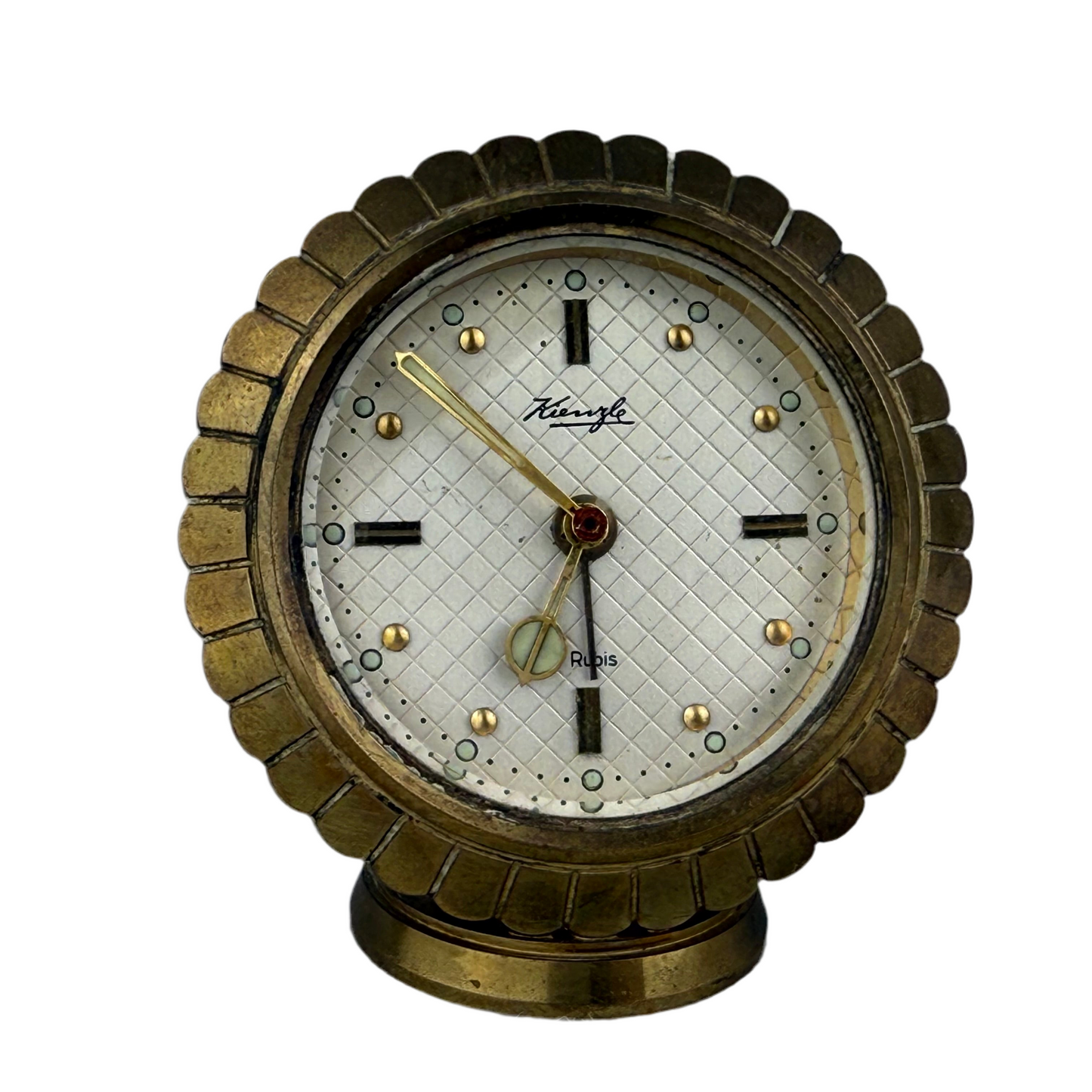 Kienzle Rubis Mechanical Alarm Desk / Table Clock Vintage Brass