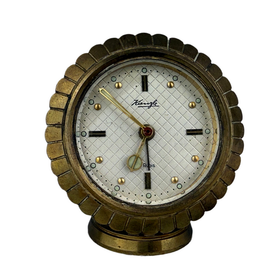 Kienzle Rubis Mechanical Alarm Desk / Table Clock Vintage Brass