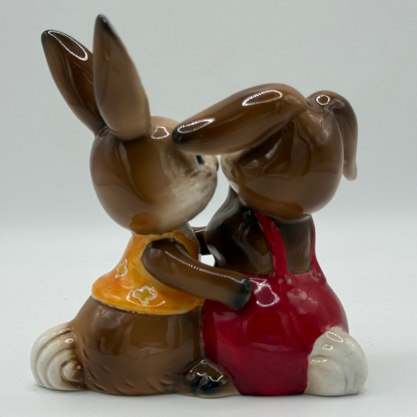 Vintage Goebel Bunny Couple Figurine "Sweet Kisses" Porcelain Ornament Germany