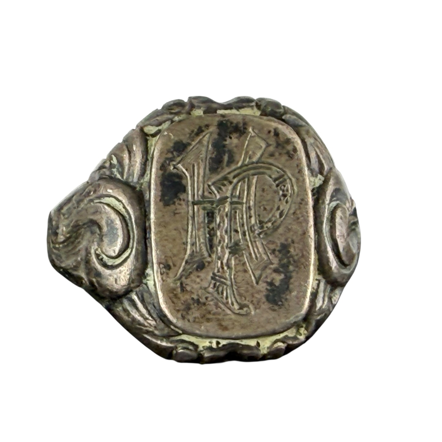 925 Sterling Silver Signet Ring Monogram Initials Vintage Size 62