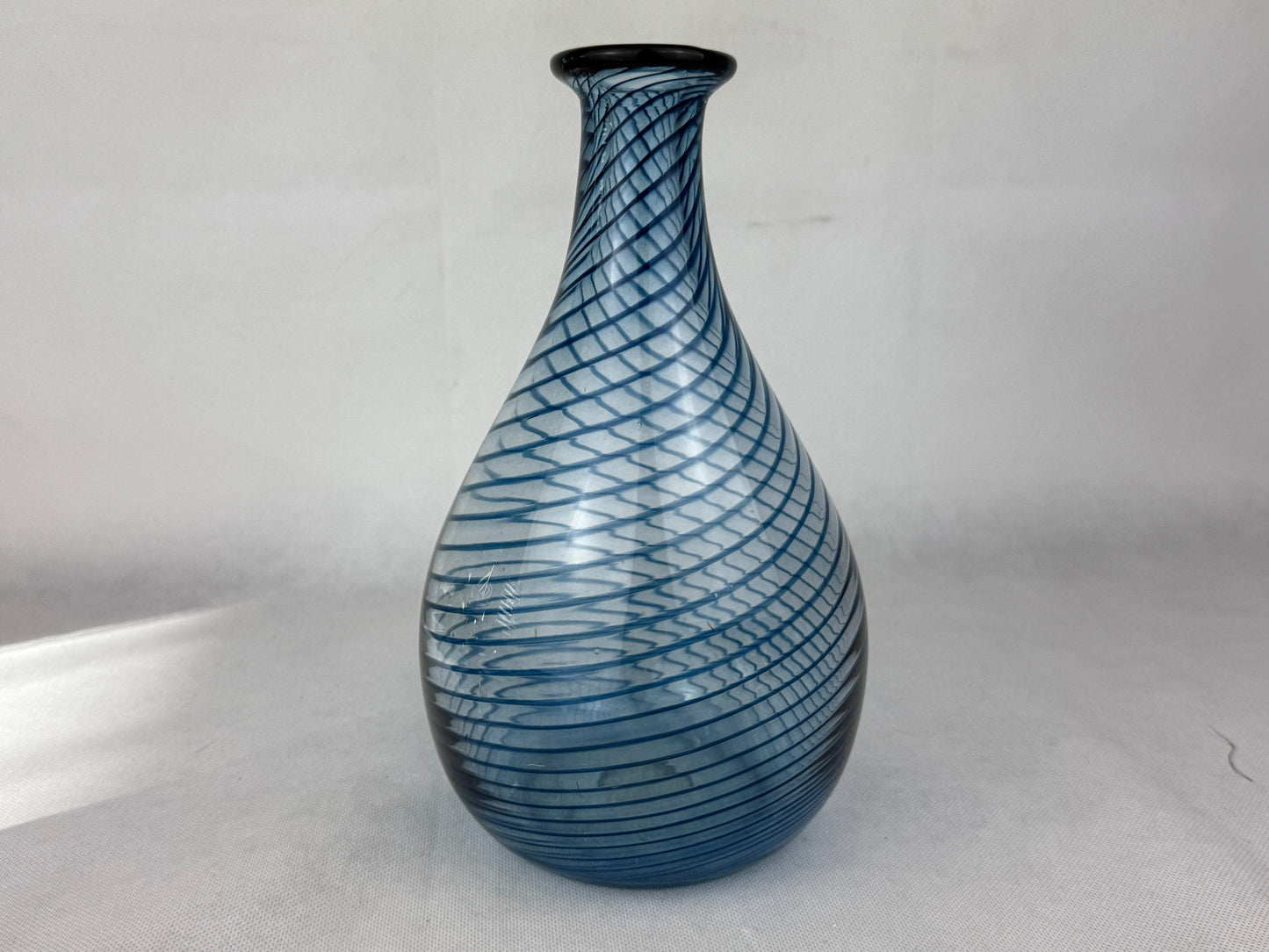 Vintage Studio Glass Vase “ZOP” – Blue Spiral Design, Glasfachschule Zwiesel, Germany (1984)