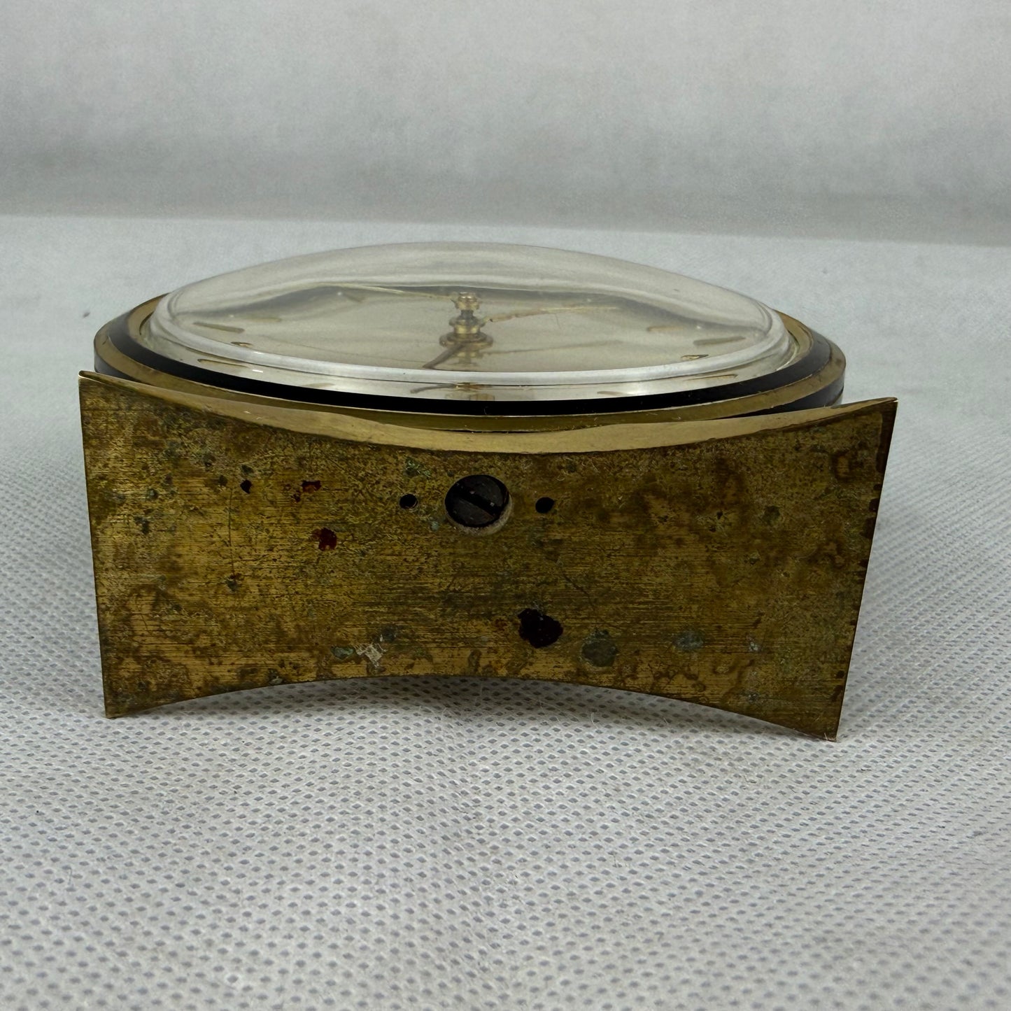 Vintage Wehrle Mechanical Desk Clock – Brass & Black German Table Clock