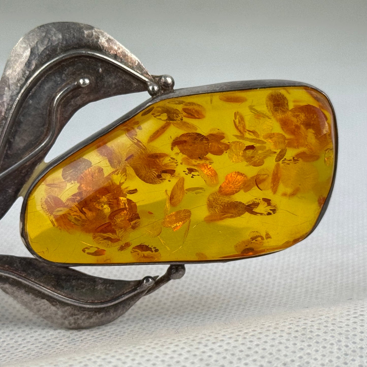 Vintage 925 Sterling Silver Baltic Amber Pendant Large Statement Natural Honey Amber 22.1 g