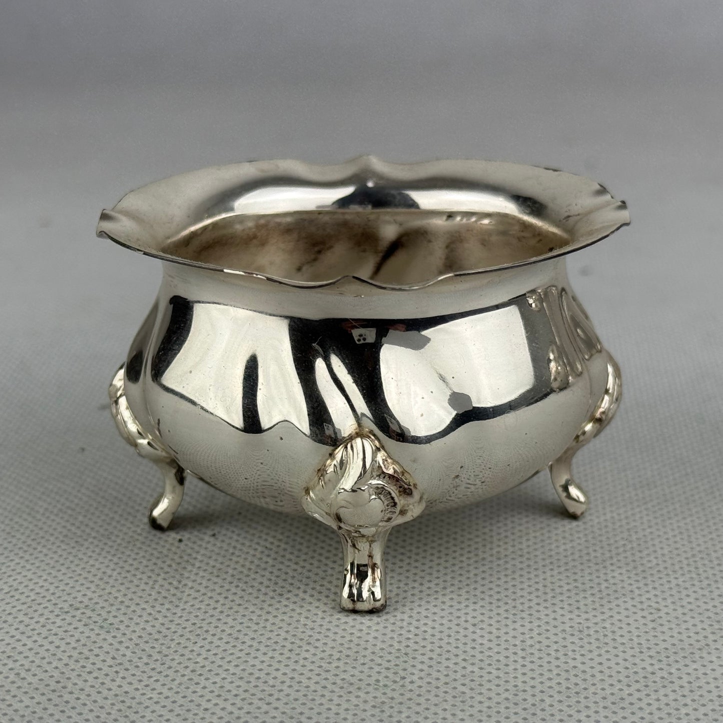 Vintage 925 Sterling Silver Creamer Sugar Bowl & Tray Set – German Hallmarks Crescent Crown