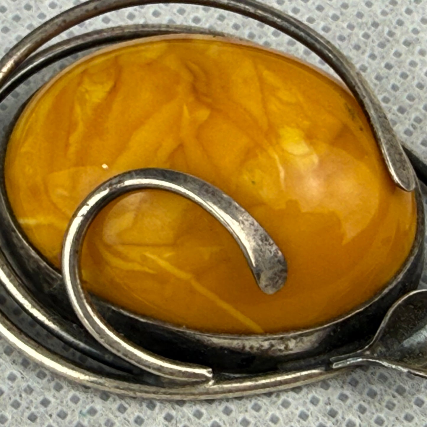 Vintage Baltic Amber Pendant Necklace 835 Silver Chain 925 Sterling Setting 28.2g