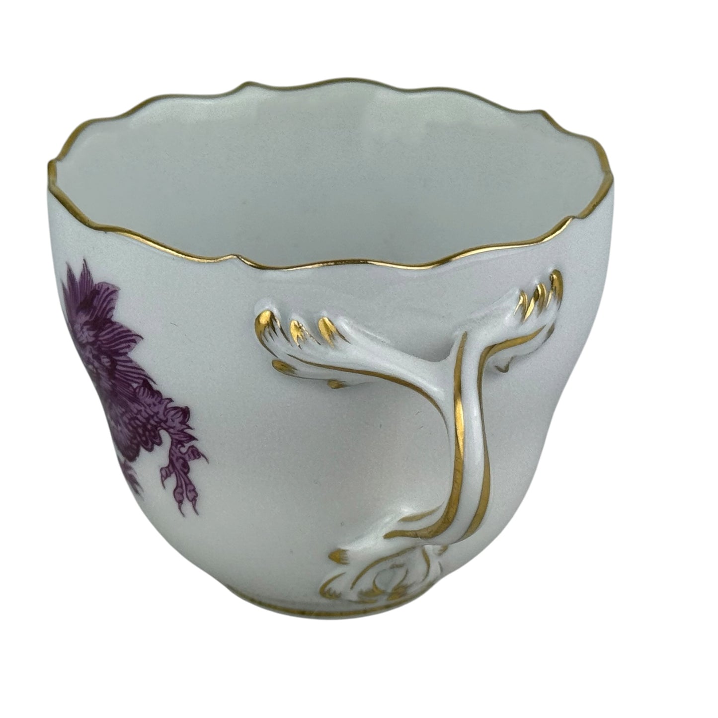 Meissen Ming Dragon Cup & Saucer Purple Gold 1st Quality Porcelain Germany