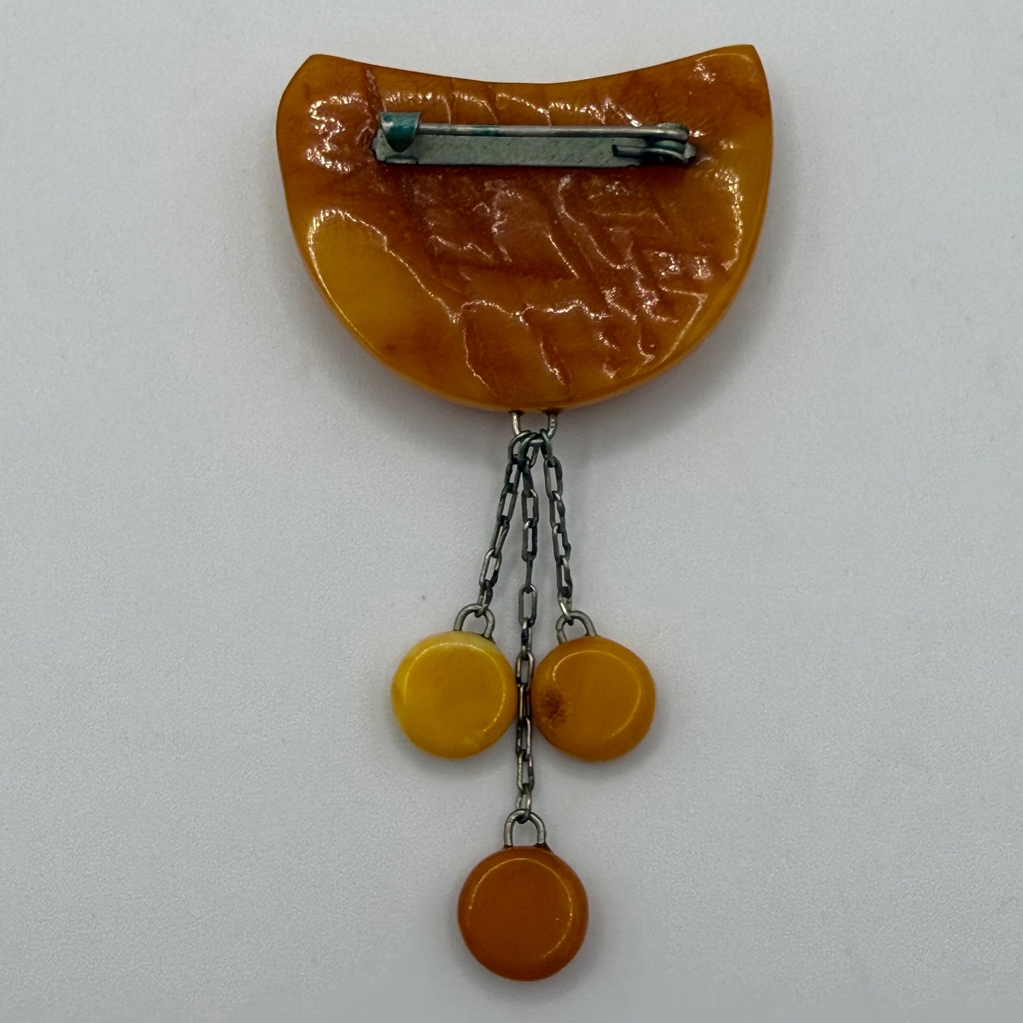 Vintage Baltic Amber Brooch with Dangles | Natural Amber Pin Pendant | 9.65 g
