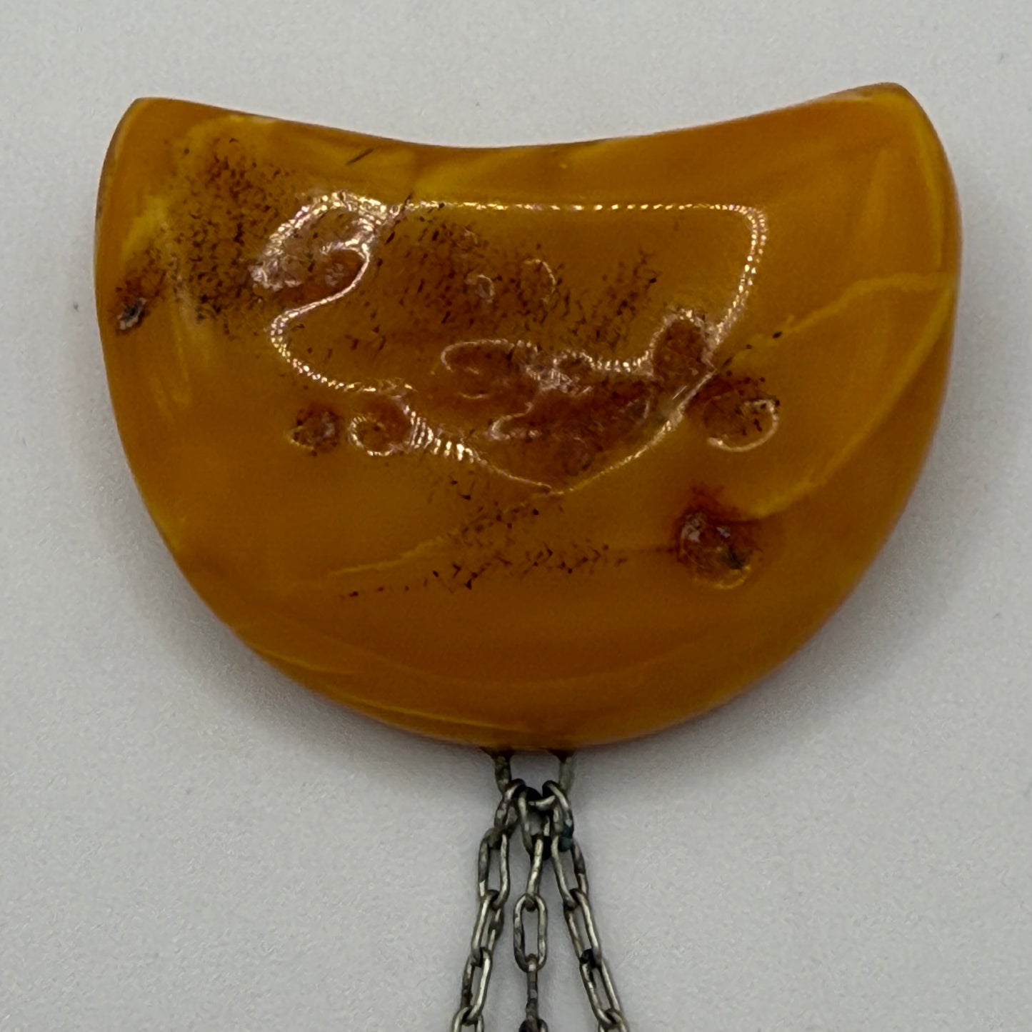 Vintage Baltic Amber Brooch with Dangles | Natural Amber Pin Pendant | 9.65 g