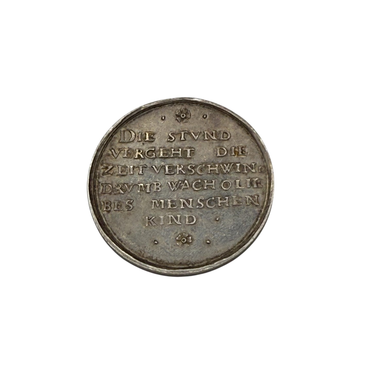 Antique Silver Memento Mori Medal – Skull, Hourglass & Wings – German Vanitas, c. 1700