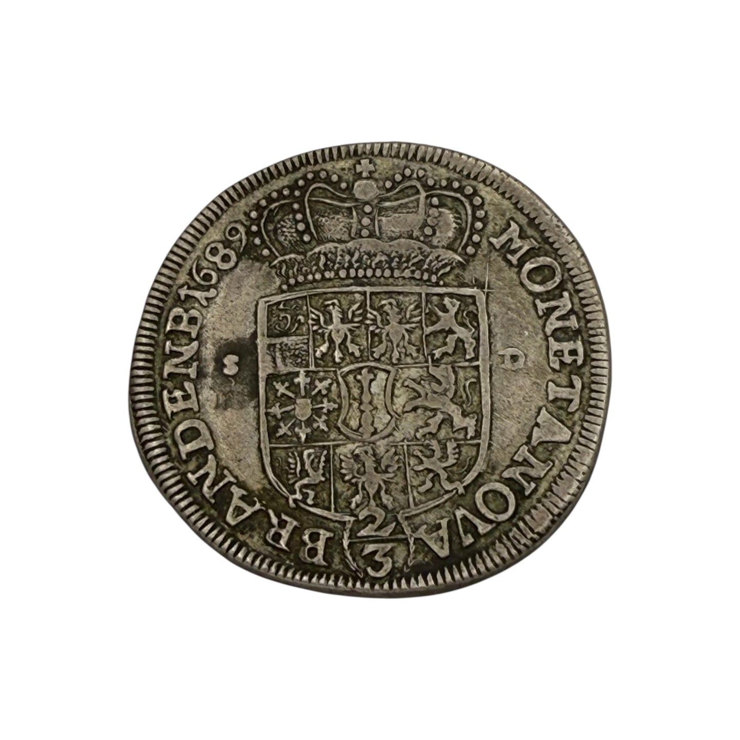 1689 Brandenburg-Prussia 2/3 Thaler Silver Coin – Elector Frederick III (German States)